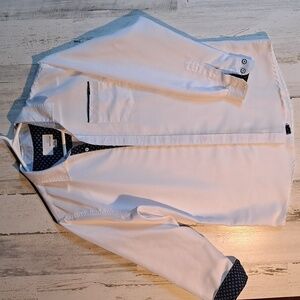 Boys white and navy blue long sleeve polo. Big boy size L 14/16